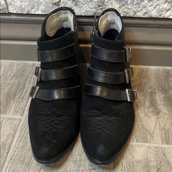 Anine Bing Shoes - Anine Bing Emma Suede Leather Black Boots with straps size 37 or US 6 1/2 or 7